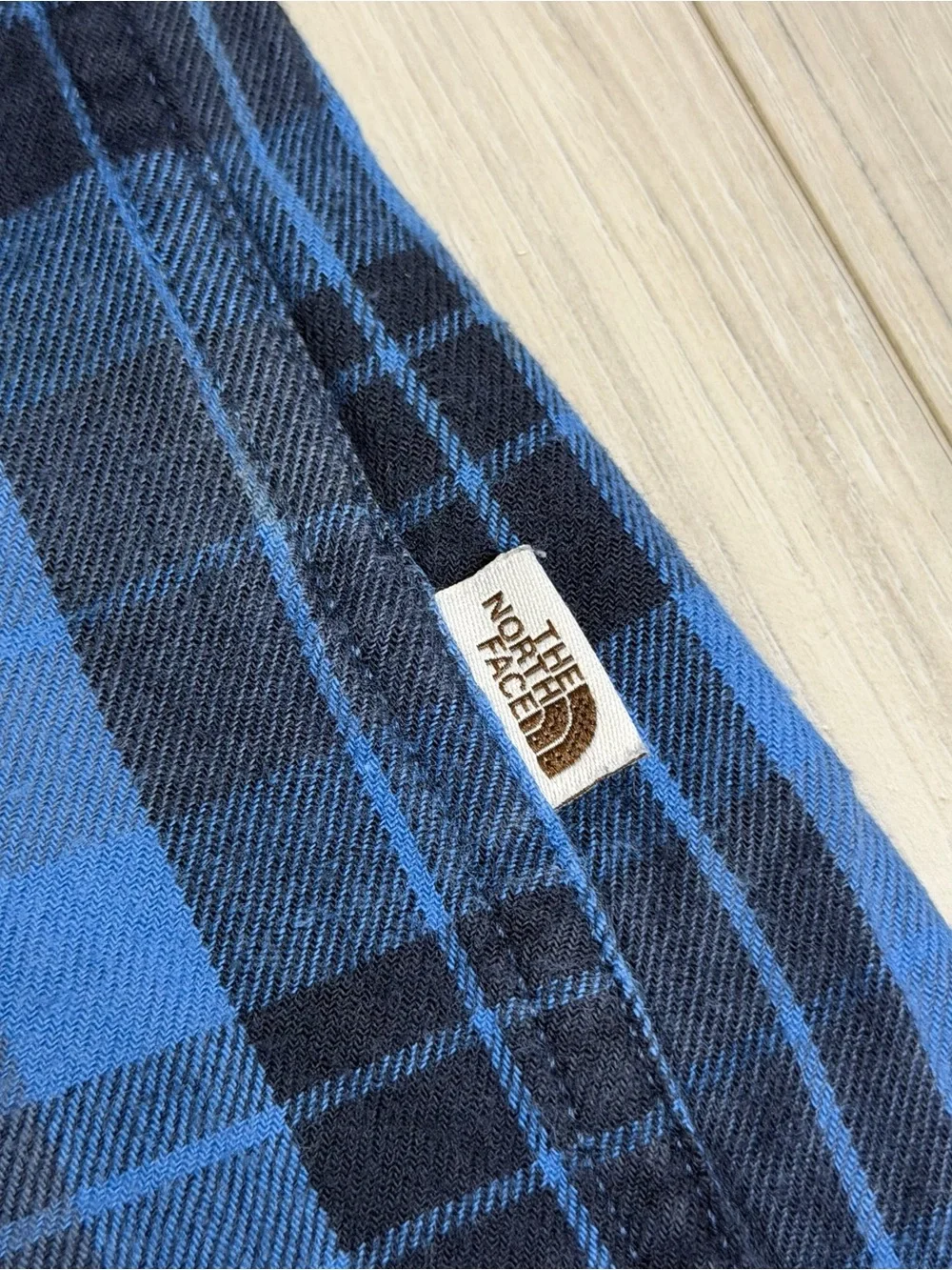 The North Face Blue and Black Plaid Long-Sleeve Button Down Shirt